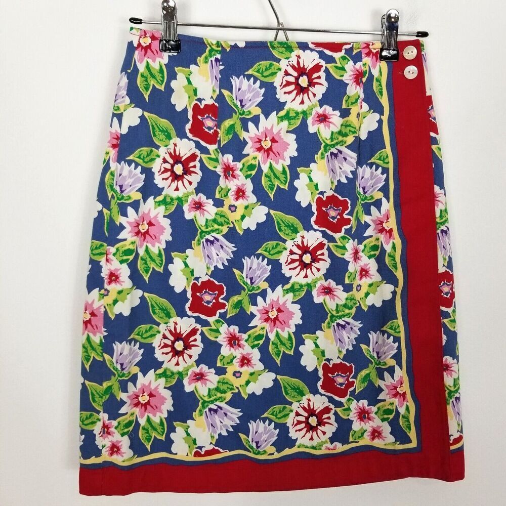 Talbots Womens  Skirt Size 4 Vintage Floral‎ Wrap A Line Colorful Cotton